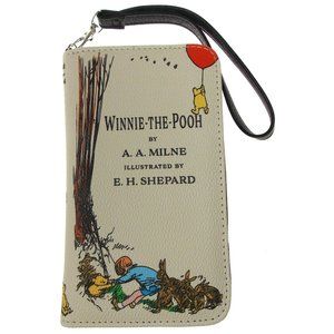 Winnie The Pooh Color Wallet Zip Up Wristlet Gift Purse Book Beige Colorful Gift